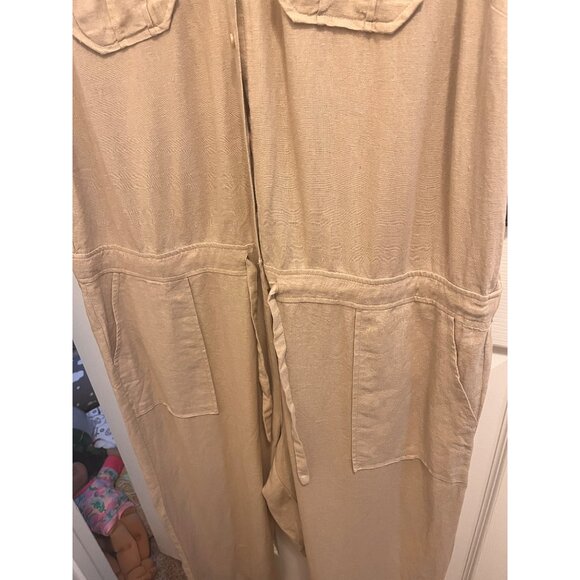 New York and Company  Nwt Sleeveless Collared Linene Jumpsuit With Waist Tie sz - Picture 8 of 11